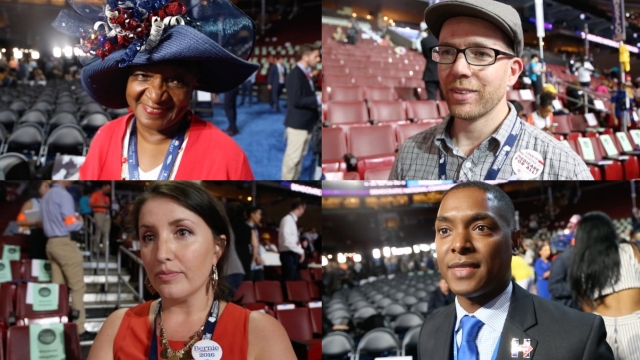 Sanders and Clinton delegates on day one of convention.