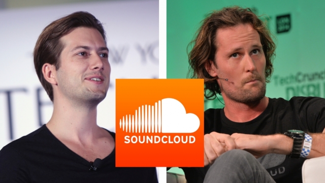SoundCloud founders Alexander Ljung and Eric Wahlforss and the SoundCloud logo