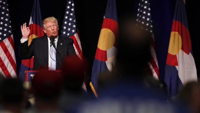Donald Trump speaks at a rally in Colorado.