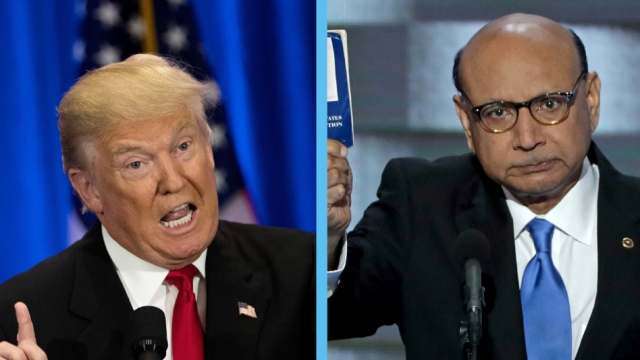 Donald Trump and Khizr Khan in side-by-side images