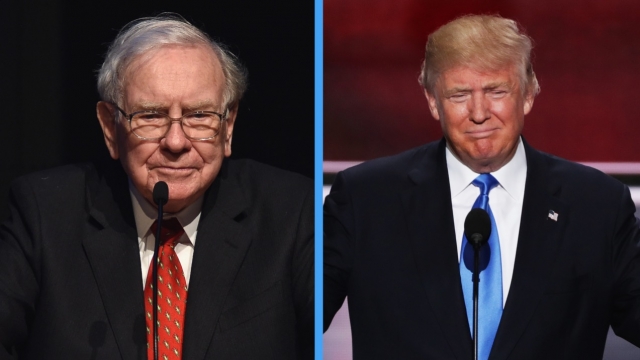 Images of billionaire investor Warren Buffett and Republican presidential candidate Donald Trump.