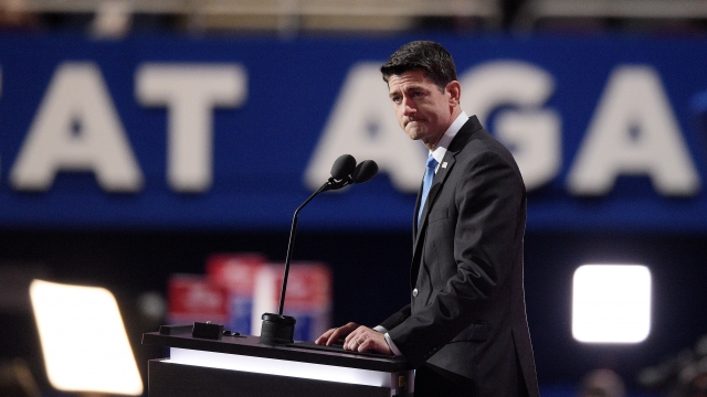 Paul Ryan delivers a speech on the second day of the Republican National Convention