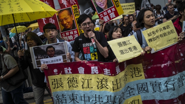 Pro-democracy protesters in Hong Kong.