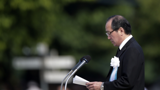 Hiroshima Mayor Kazumi Matsui speaks at a lectern
