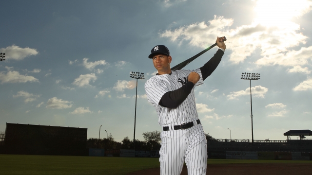 Alex Rodriguez during a spring training media day in 2010.