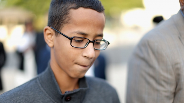 Ahmed Mohamed arrives for a news conference outside the U.S. Capitol.
