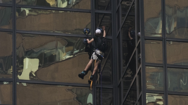A man identified as 'Steve from Virginia' climbs up the Trump Tower.