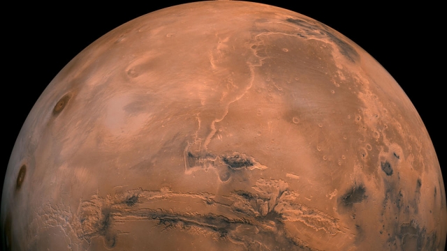 A photo of Mars' largest canyon