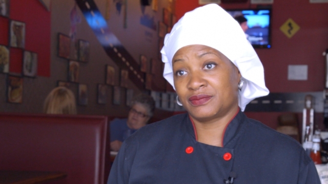 Cathy Jenkins, the owner of Cathy's Kitchen, a restaurant in Ferguson, Missouri.