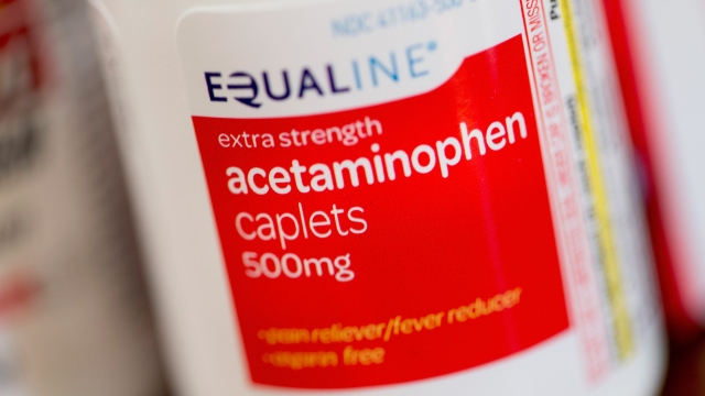 Acetaminophen caplets in a medicine bottle
