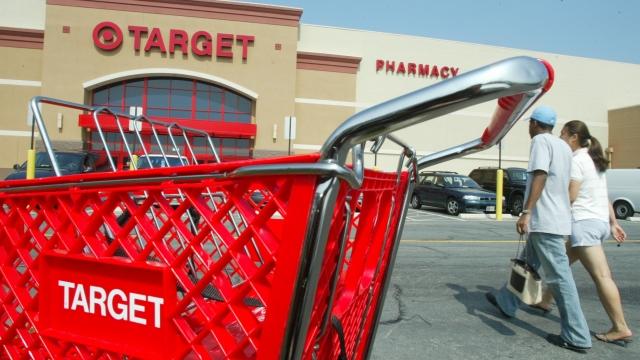 A cart sits outside a Target store