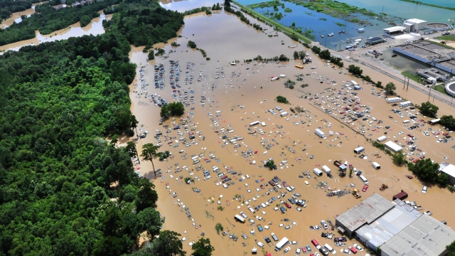 Aerial footage of the massive flooding in Louisiana.
