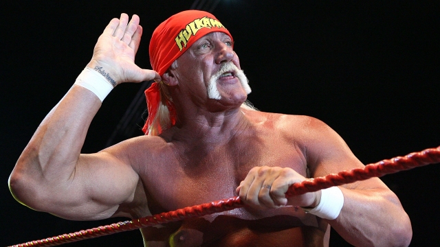 Hulk Hogan gestures to the audience during his Hulkamania Tour at the Burswood Dome on November 24, 2009 in Perth, Australia.