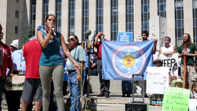 Native American activists protesting the Dakota Access pipeline project in Washington D.C.