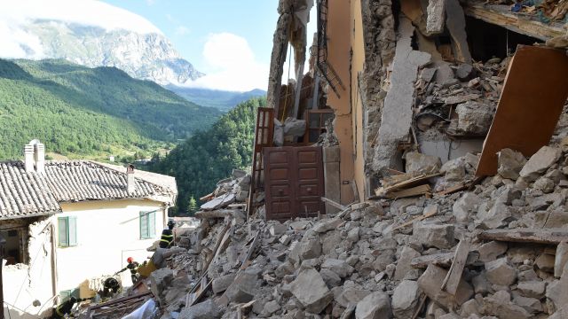 A view of the earthquake damage in Italy.
