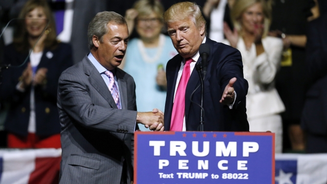 Farage and Trump at a rally together in Mississippi.