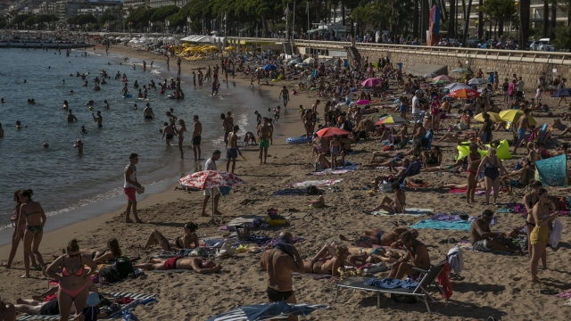 A beach in Cannes, France.