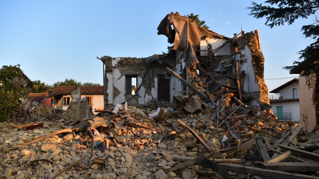 A collapsed home in Sommati, Italy