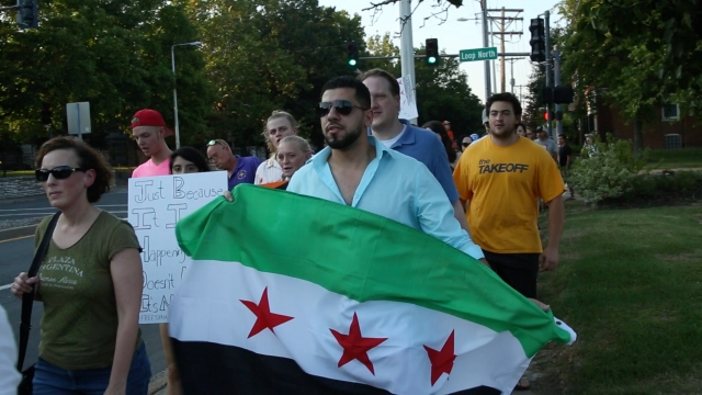 A pro-Syrian refugee rally and march in St. Louis, Missouri.