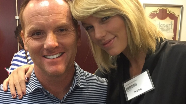 Taylor Swift with another person reporting for jury duty in Nashville.