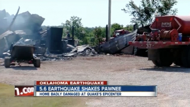 Damage in Pawnee, Oklahoma, after a 5.6 magnitude earthquake.