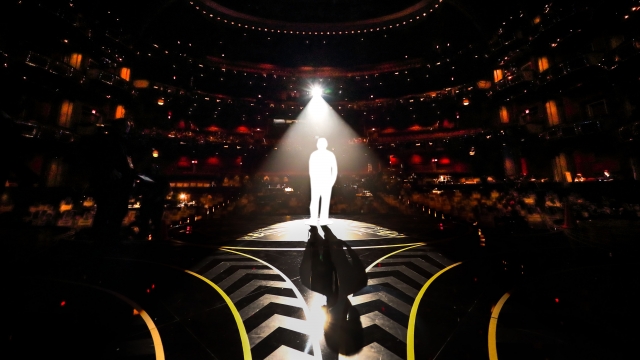 A silhouette on stage before the 88th Academy Awards