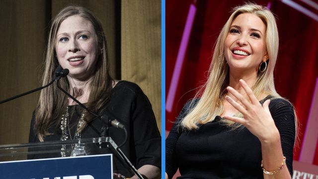 Side-by-side images of Chelsea Clinton and Ivanka Trump