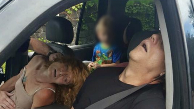 A couple overdoses with a 4-year-old in the back of a car.