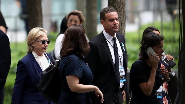 Hillary Clinton arrives at the 9/11 memorial ceremony in New York City.