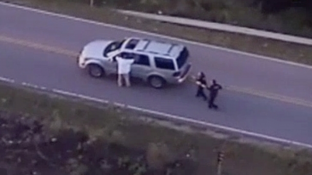 Helicopter footage of police approaching Terence Crutcher before he was shot and killed