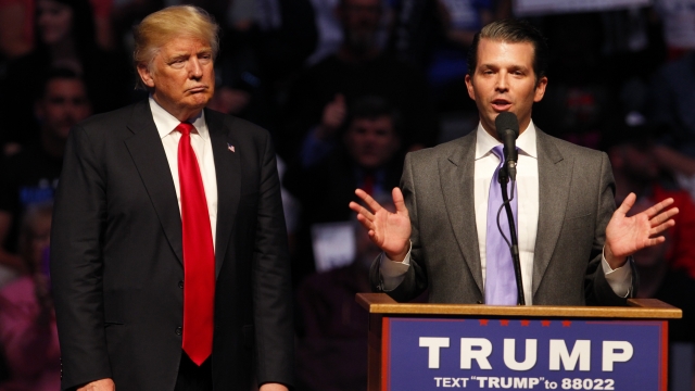 Donald Trump Jr. campaigns for his father in Indianapolis on April 27, 2016.