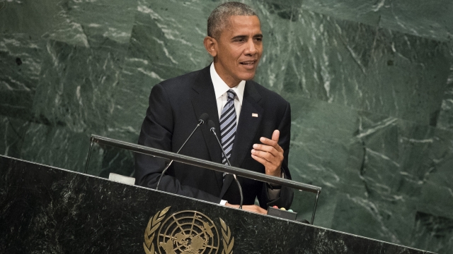 U.S. President Barack Obama addresses the United Nations General Assembly at UN headquarters.
