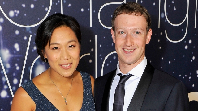 Breakthrough Prize Founders Priscilla Chan and Mark Zuckerberg (R) attend the Breakthrough Prize Awards.
