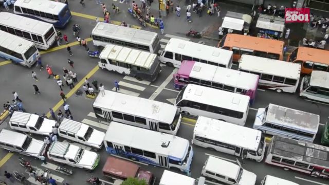 Bus drivers stopped in protest in Venezuela's capital.