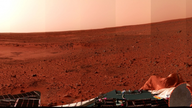 A Mars landscape is seen in a picture taken by the panoramic camera on the Mars Exploration Rover Spirit January 8, 2003.