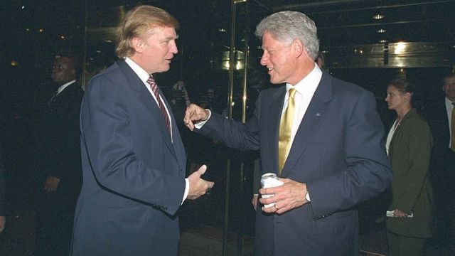 An old photo of Donald Trump and Bill Clinton