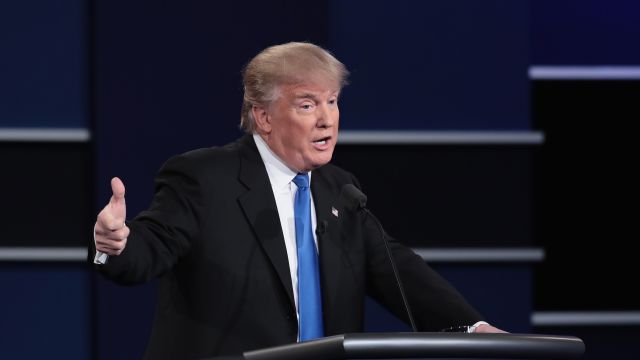 Donald Trump speaks during Monday night's presidential debate.