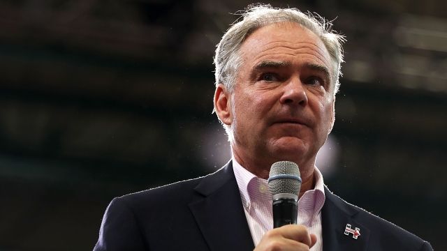 Sen. Tim Kaine speaks at a campaign event.