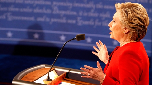 Democratic presidential nominee Hillary Clinton speaks during the Presidential Debate at Hofstra University on Sept. 26.