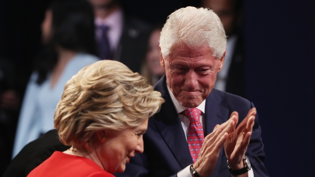 Bill and Hillary Clinton during the presidential debate