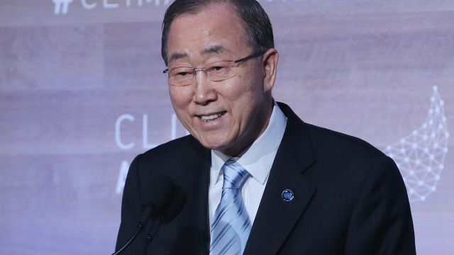 U.N. Secretary-General Ban Ki-moon speaks during the Climate Action 2016 Summit.