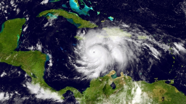 An aerial view of Hurricane Matthew.
