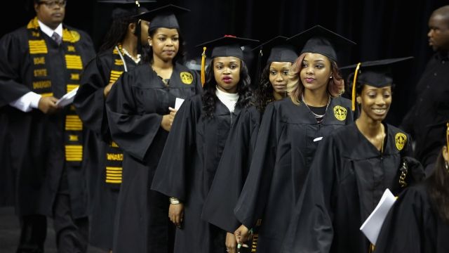 Bowie State University graduates at their commencement ceremony