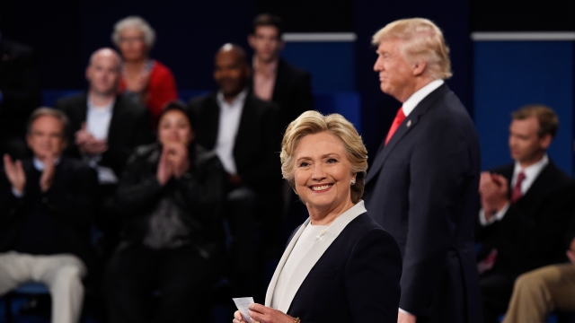 Hillary Clinton and Donald Trump during the second presidential debate
