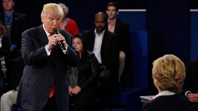 Donald Trump speaks during the debate