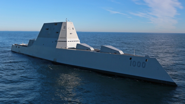 The USS Zumwalt conducts at-sea tests and trials.