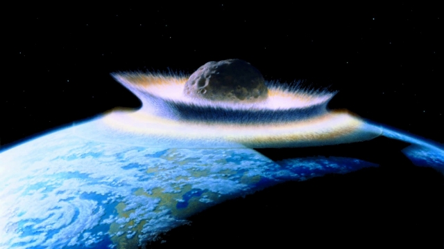 An illustration of a meteor hitting Earth