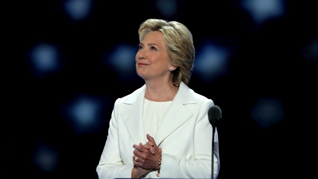 Democratic presidential nominee Hillary Clinton acknowledges the crowd