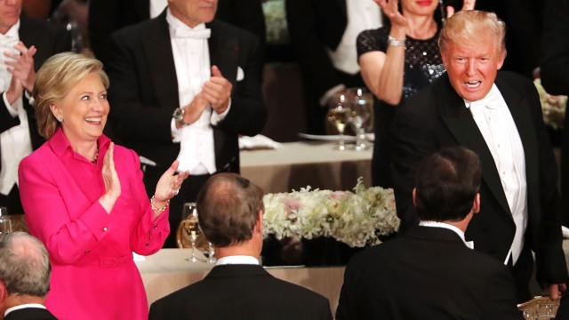 Hillary Clinton and Donald Trump attend the annual Alfred E. Smith Memorial Foundation Dinner.