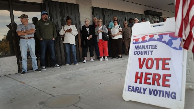 A line of voters during early voting